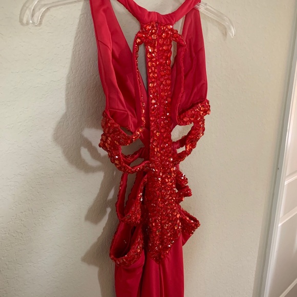 Impression Bridal Red Rhinestone Long Slit Dress - Picture 6 of 6